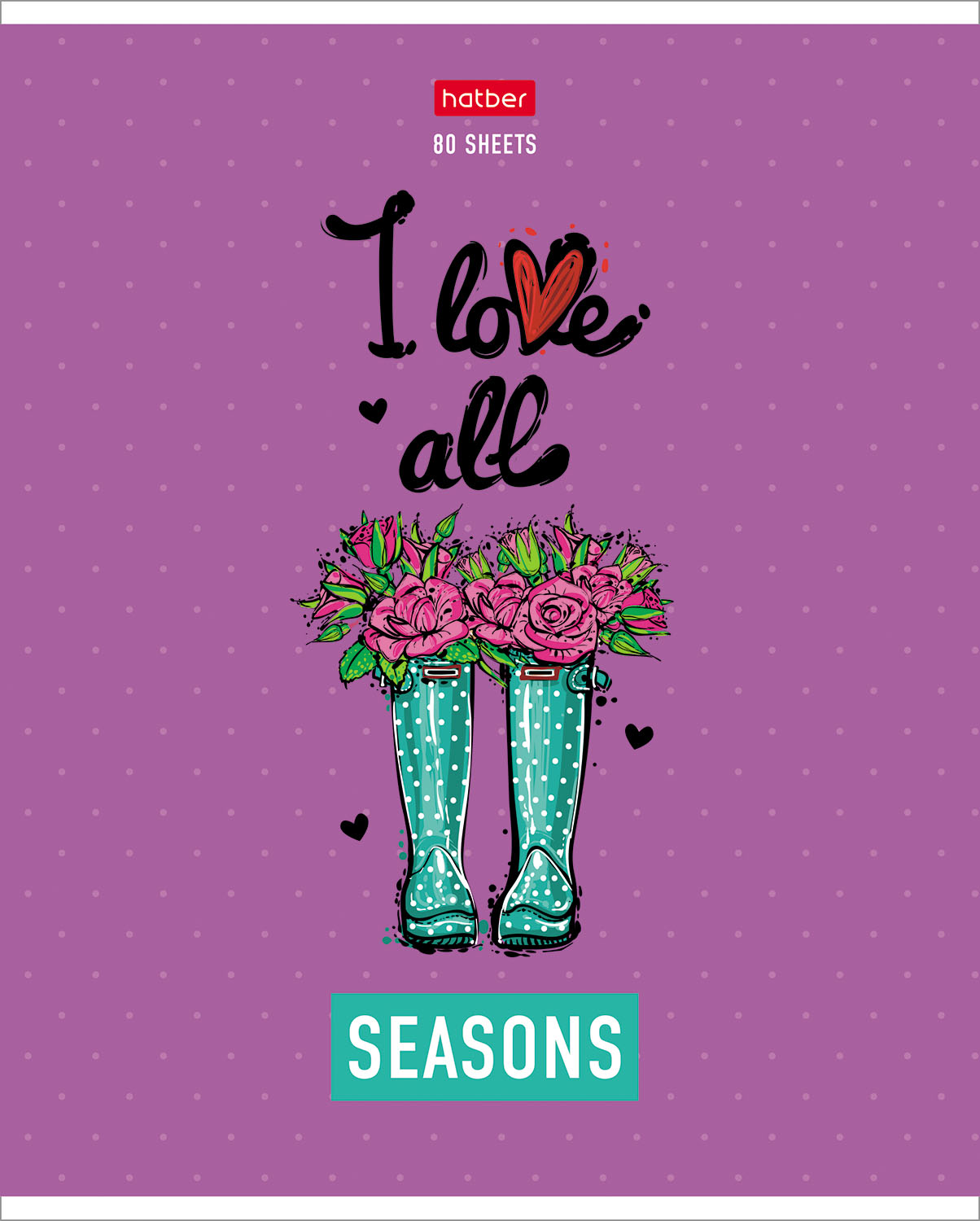 Тетрадь 80л А5ф клетка 60-65г/кв.м на скобе мат ламин,тиснение серия -Цветочные сапожки- 