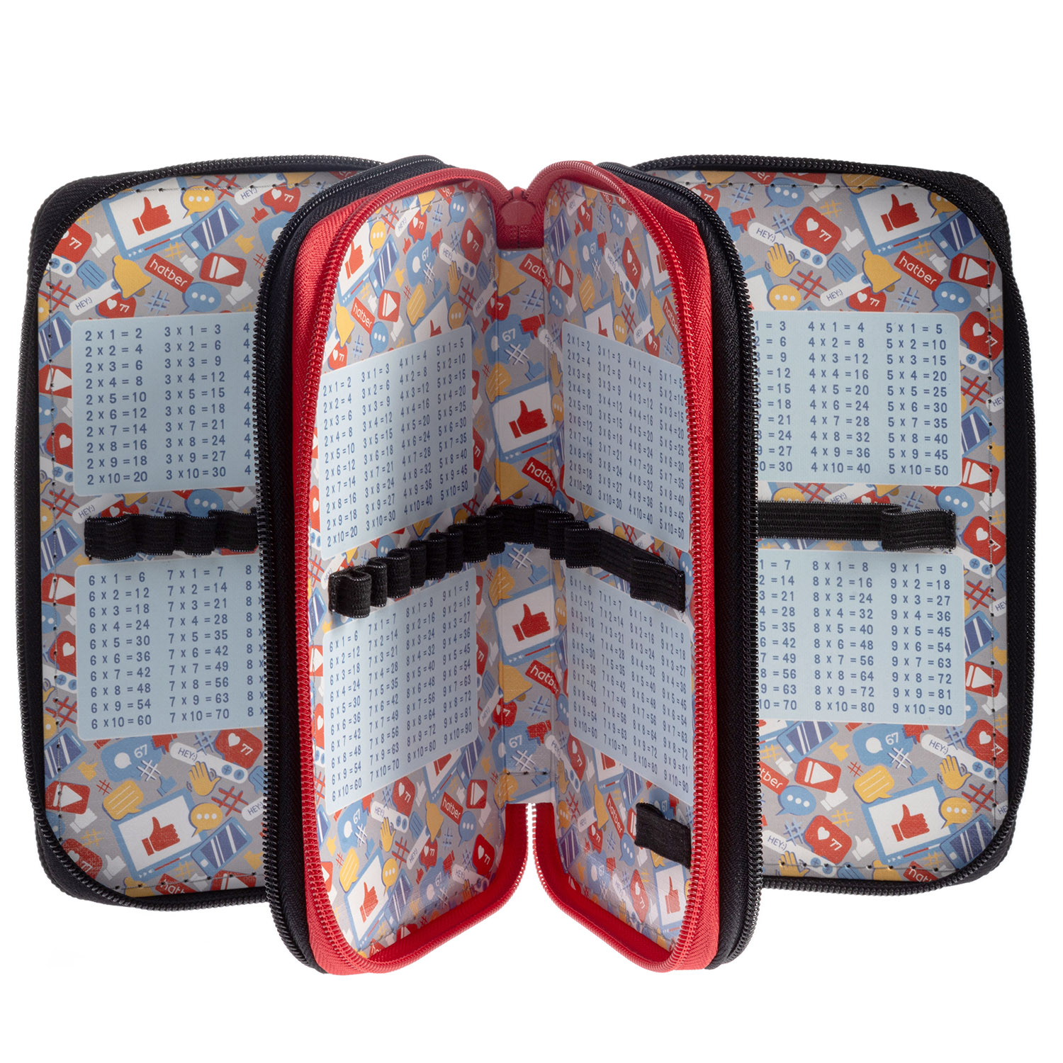 Пенал 190х110мм 3 отделения на молнии глянц. ламин. -Самый быстрый- с табл.умножения  в индив.упак.