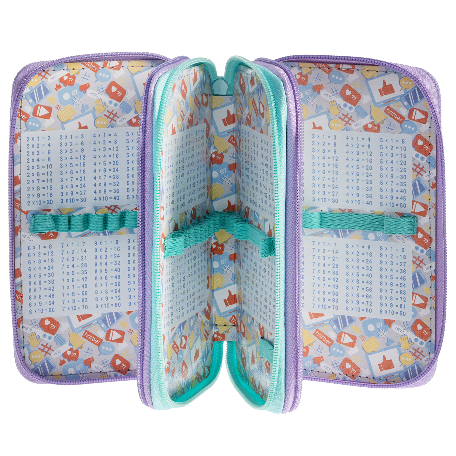 Пенал 190х110мм 3 отделения на молнии глянц. ламин. -Озорной хвостик- с табл.умножения  в индив.упак.