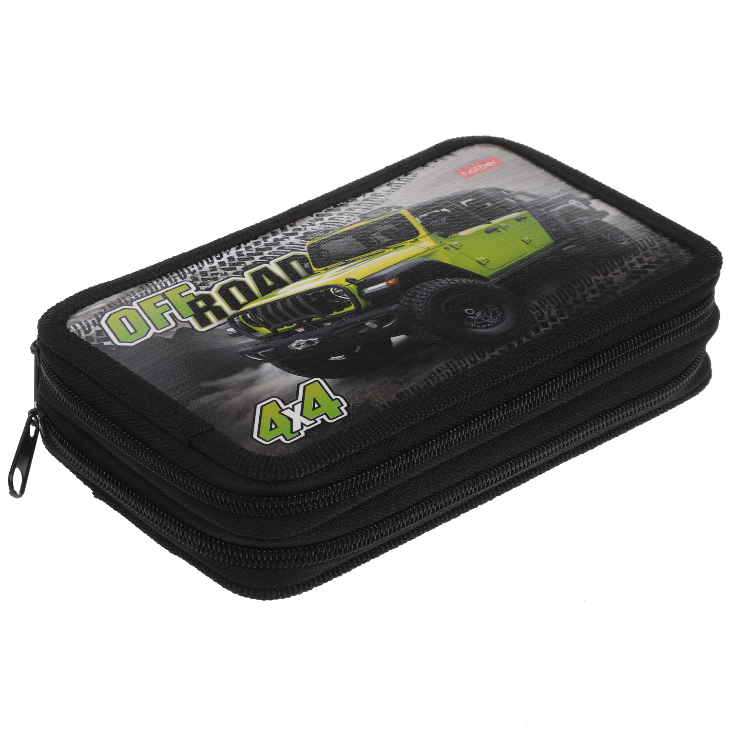 Пенал 190х110мм 2 отделения на молнии глянц.ламин.тиснение -Off road- с табл.умножения в индив.упак. 