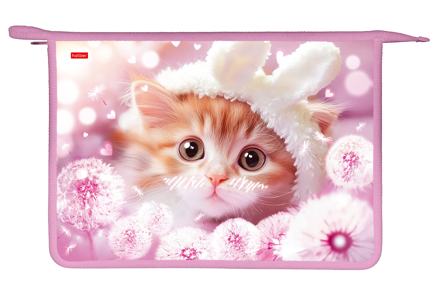 Папка для тетрадей Пластиковая 2 отделения с вкладышем А4ф на молнии 245х340х75мм -МЯУ-СТОРИ-  в индив.упак.