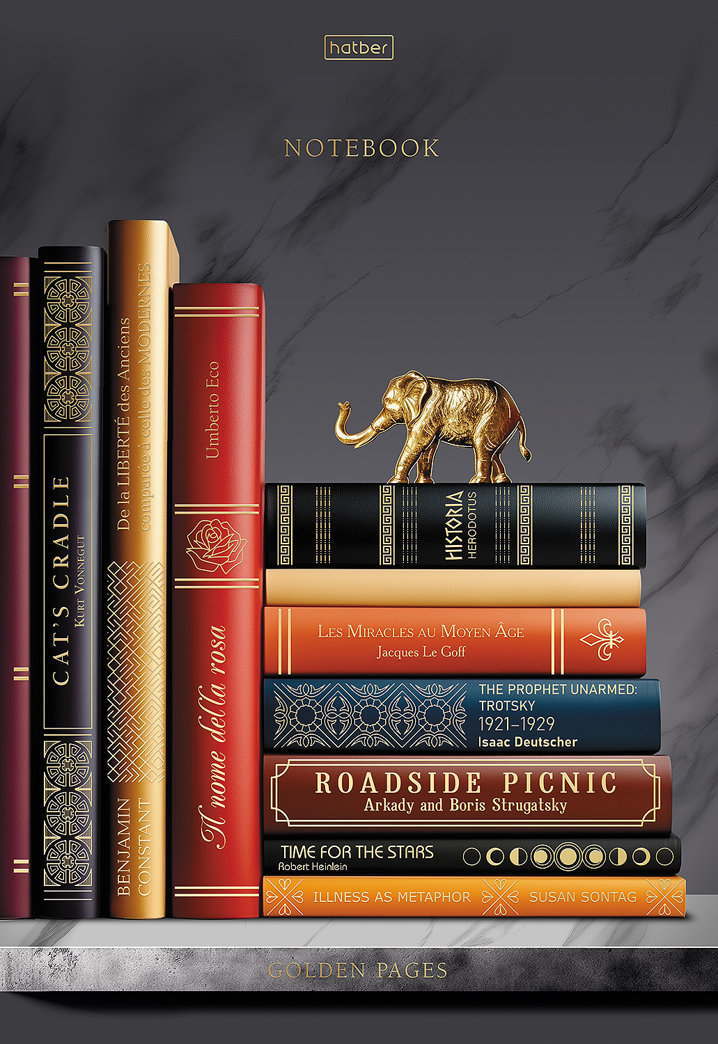 Тетрадь 96л А4ф клетка на скобе 3 диз. в блоке мат.ламин. 3D фольга серия -Золотые страницы- 