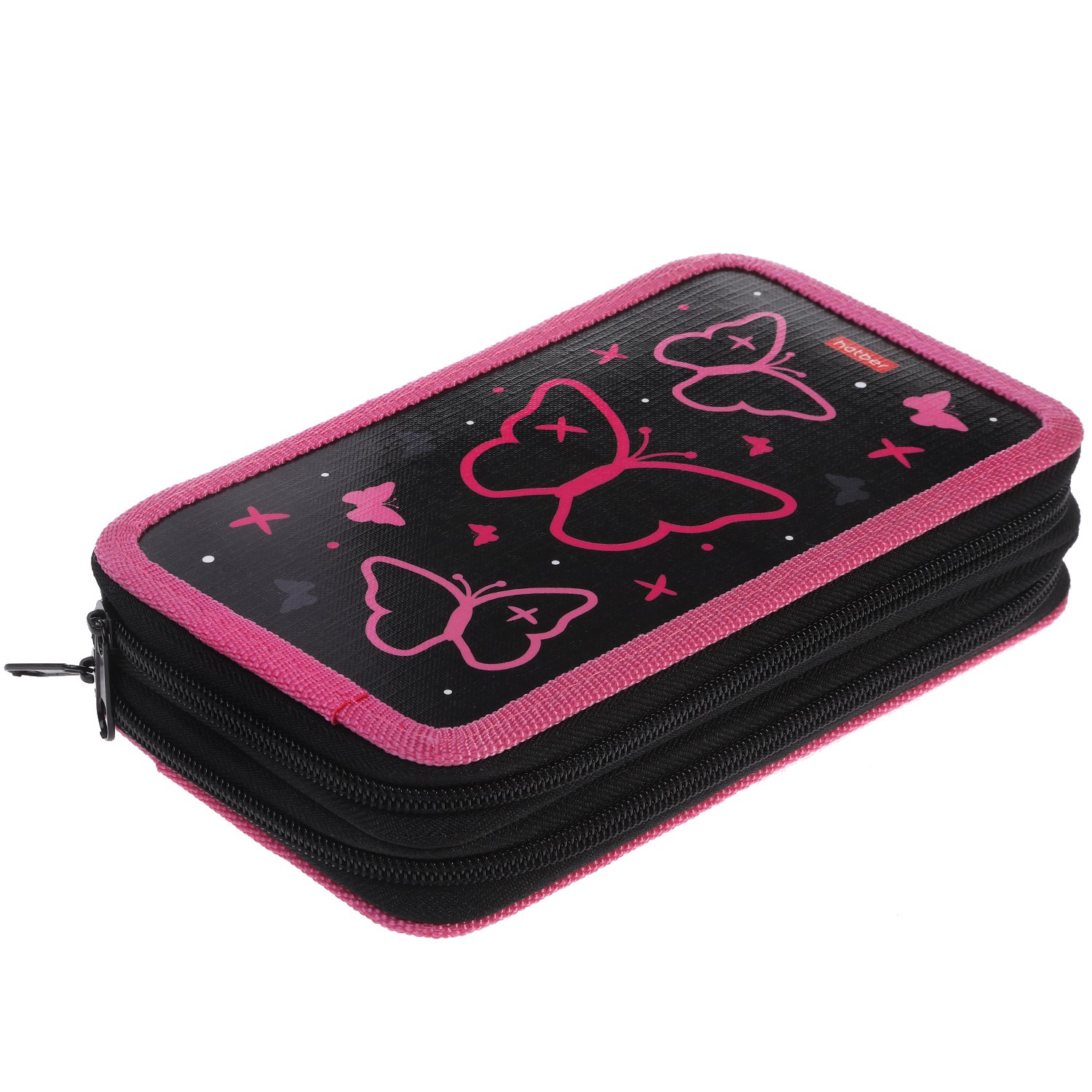 Пенал 190х110мм 2 отделения на молнии глянц.ламин.тиснение -Магия бабочек- с табл.умножения в индив.упак. 