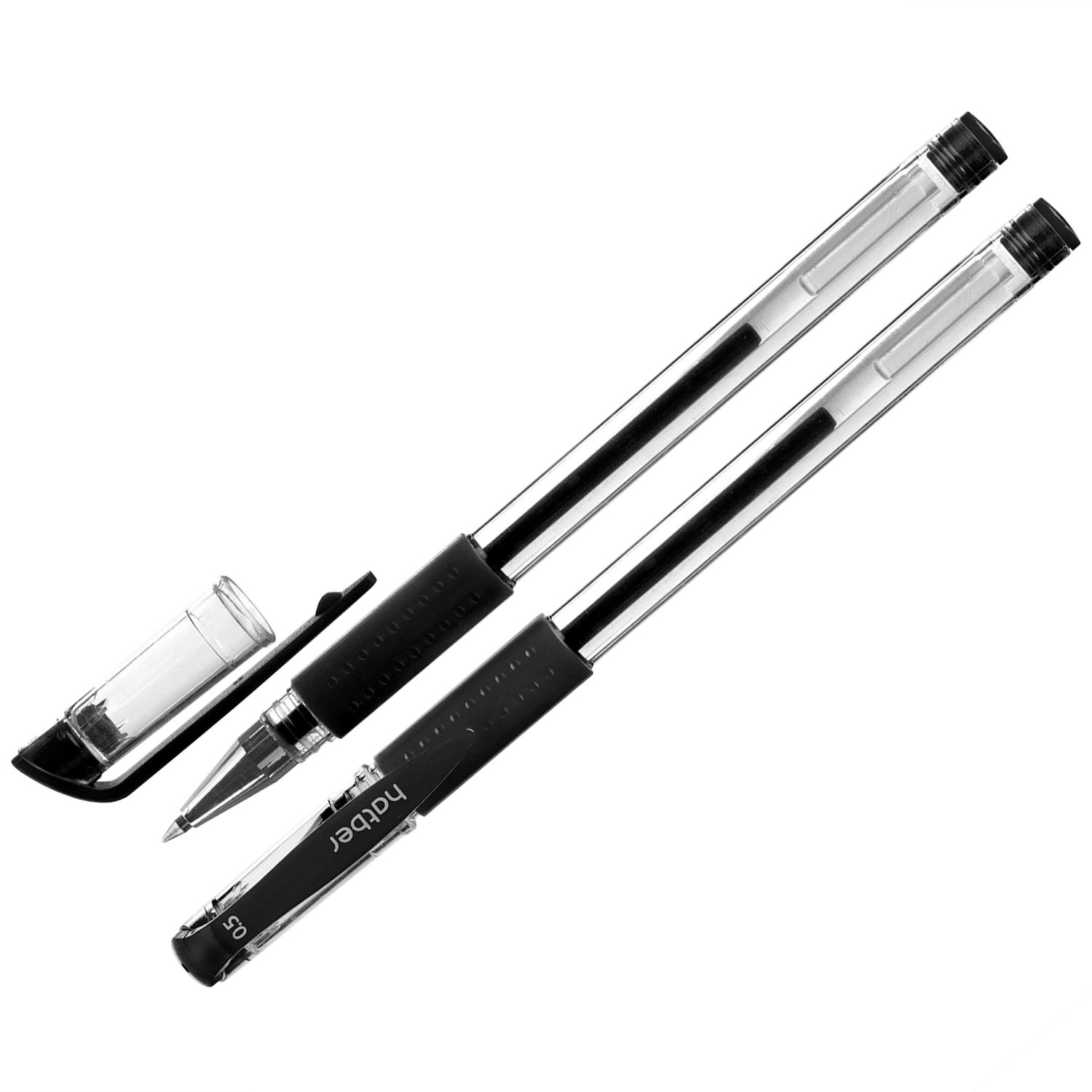 РУЧКА Hatber гелевая Test Черная 0,5мм с резиновым грипом  12шт. в картонной коробке