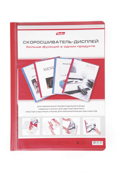 Папка -Скоросшиватель Дисплей А4ф 150/240мкм Красная Пластиковая прозрачный верх 