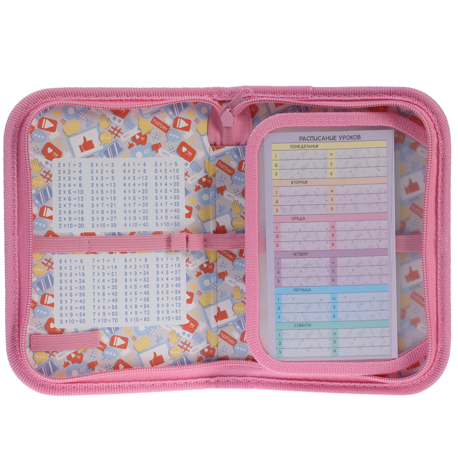 Пенал 190х130мм 1 отделение на молнии с откидной планкой глянц.ламин.тиснение -Нежные моменты- с табл.умножения  в индив.упак.