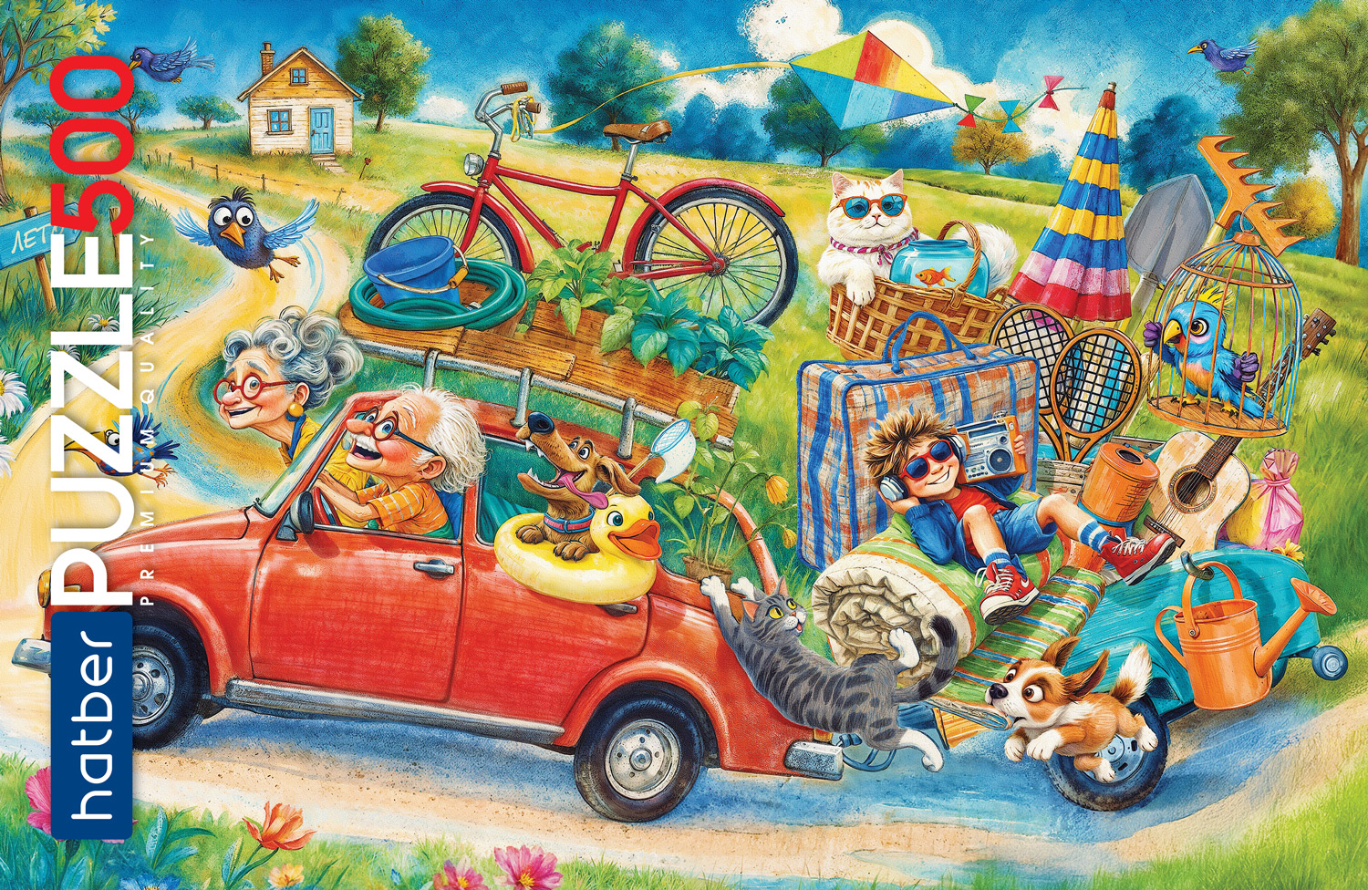 "Premium" ПАЗЛЫ для детей 500 элементов А2ф 480х330мм -Ура! На дачу!-