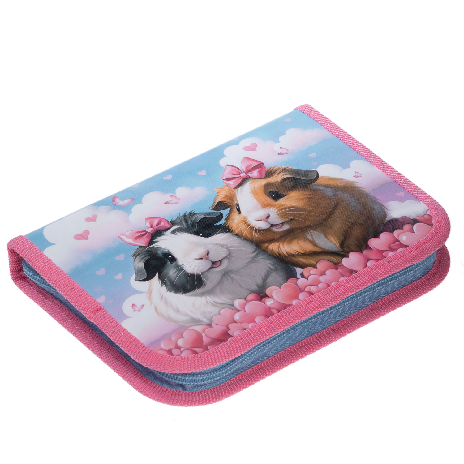 Пенал 190х130мм 1 отделение на молнии с откидной планкой глянц.ламин.тиснение -Путешествие на воздушном шаре- с табл.умножения  в индив.упак.