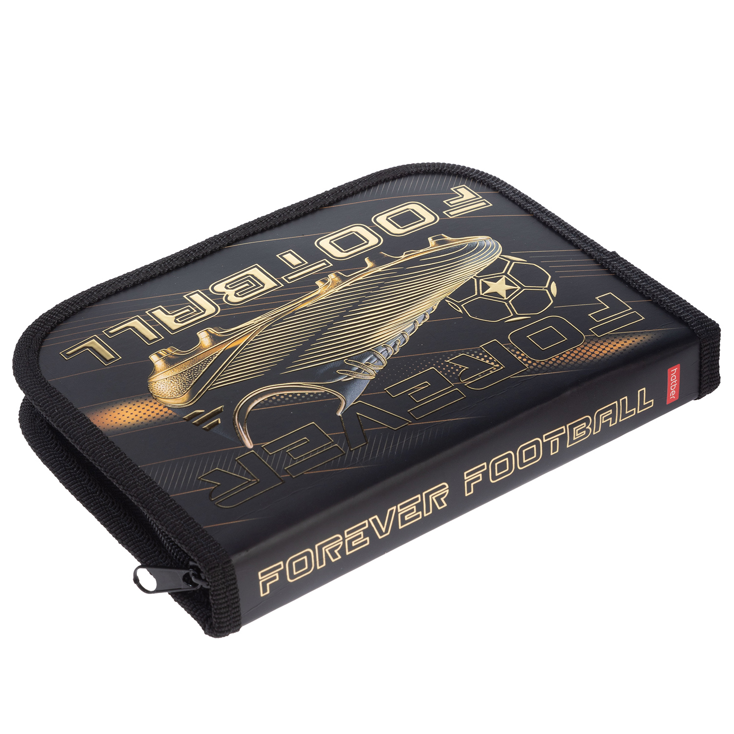Пенал 190х130мм 1 отделение на молнии с откидной планкой мат.ламин. 3D фольга -Футбол навсегда- с табл.умножения  в индив.упак.