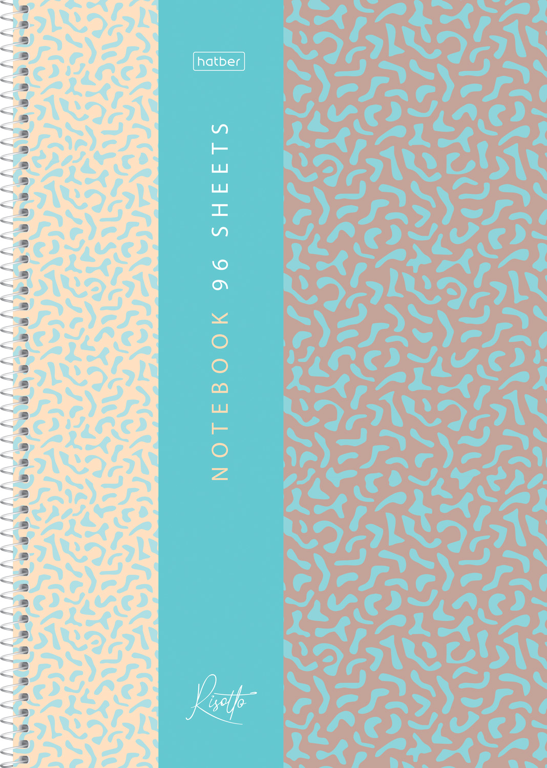 Тетрадь 96л А4ф клетка 60-65г/кв.м перфорация на отрыв на спирали тиснение 2 диз. в блоке серия -RISOTTO- 