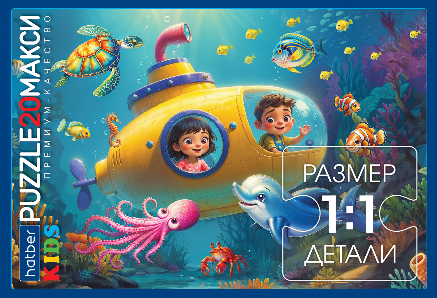 ПАЗЛЫ для детей 20 элементов А4ф 330х220мм МАКСИ -Подводные приключения- в Смарт-упаковке