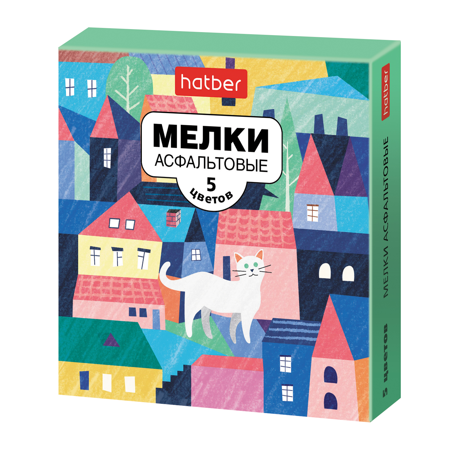 Мелки асфальтовые -Городок- 5 цв. в картонной коробке