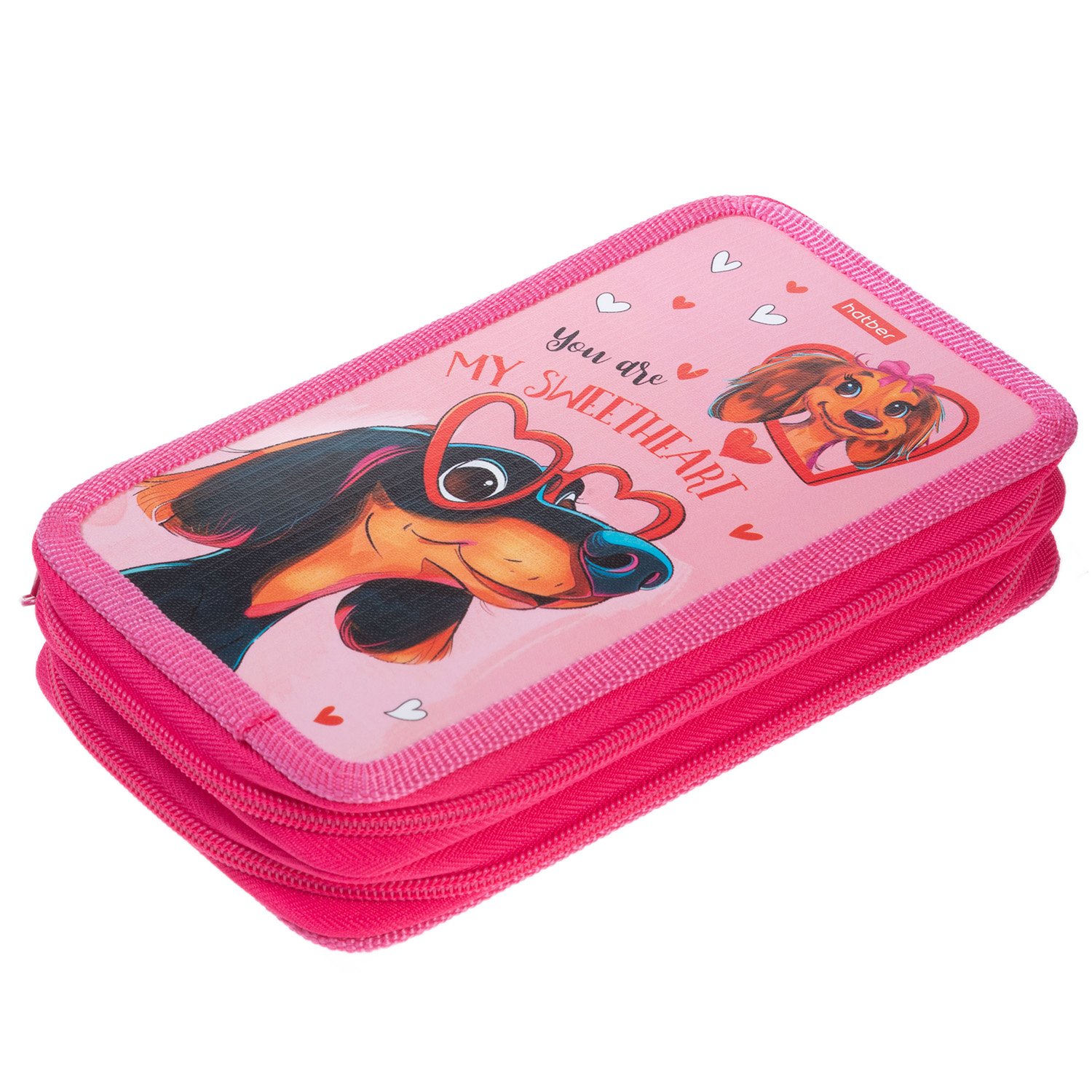 Пенал 190х110мм 2 отделения на молнии глянц.ламин.тиснение -Моя любимка- с табл.умножения в индив.упак. 