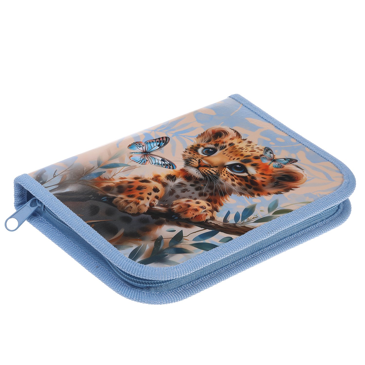 Пенал 190х130мм 1 отделение на молнии глянц.ламин.тиснение -Приключения Лео- с табл.умножения в индив.упак. 