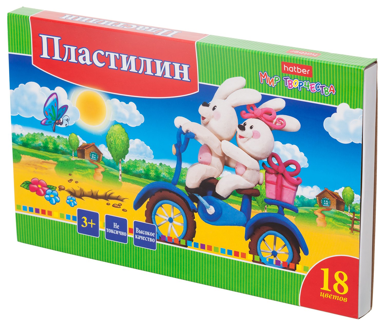 Пластилин 18 цв. 360гр со стеком -Ушастики-
