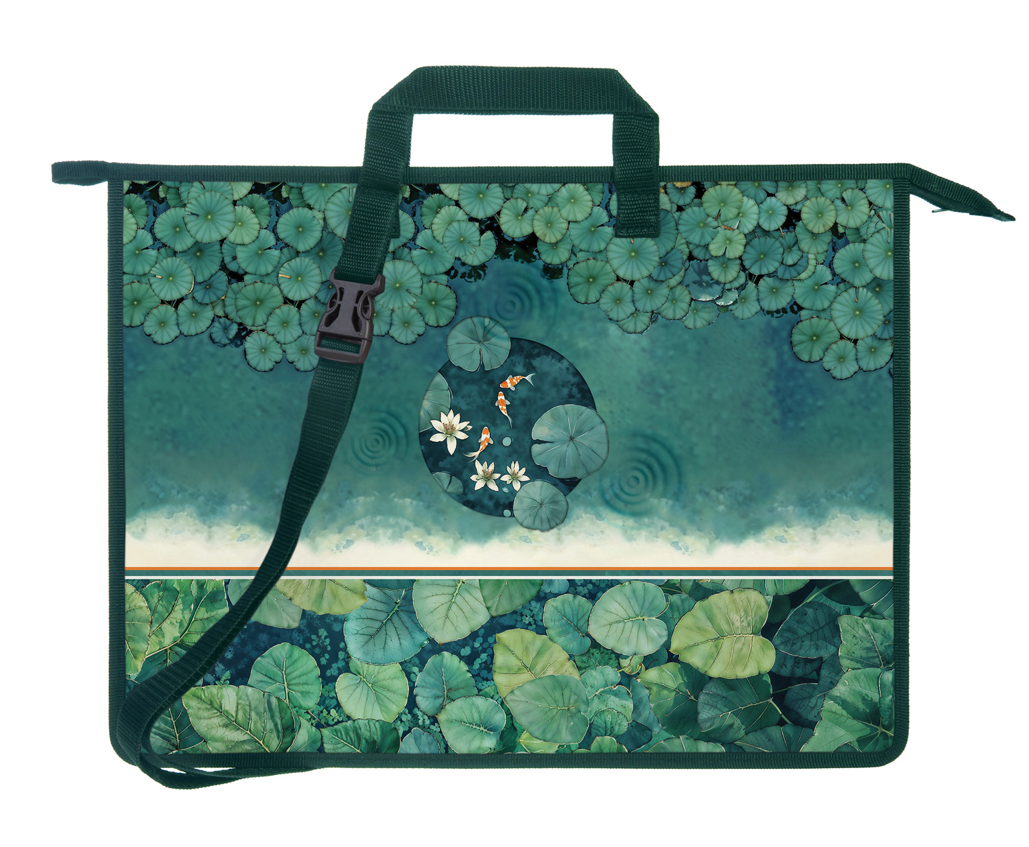 Папка для рисования А3ф ткань/пластик 1 отделение с ручками и регулир.плеч.ремнем 345х460х100мм на молнии-Дыхание тишины-  в индив.упак.