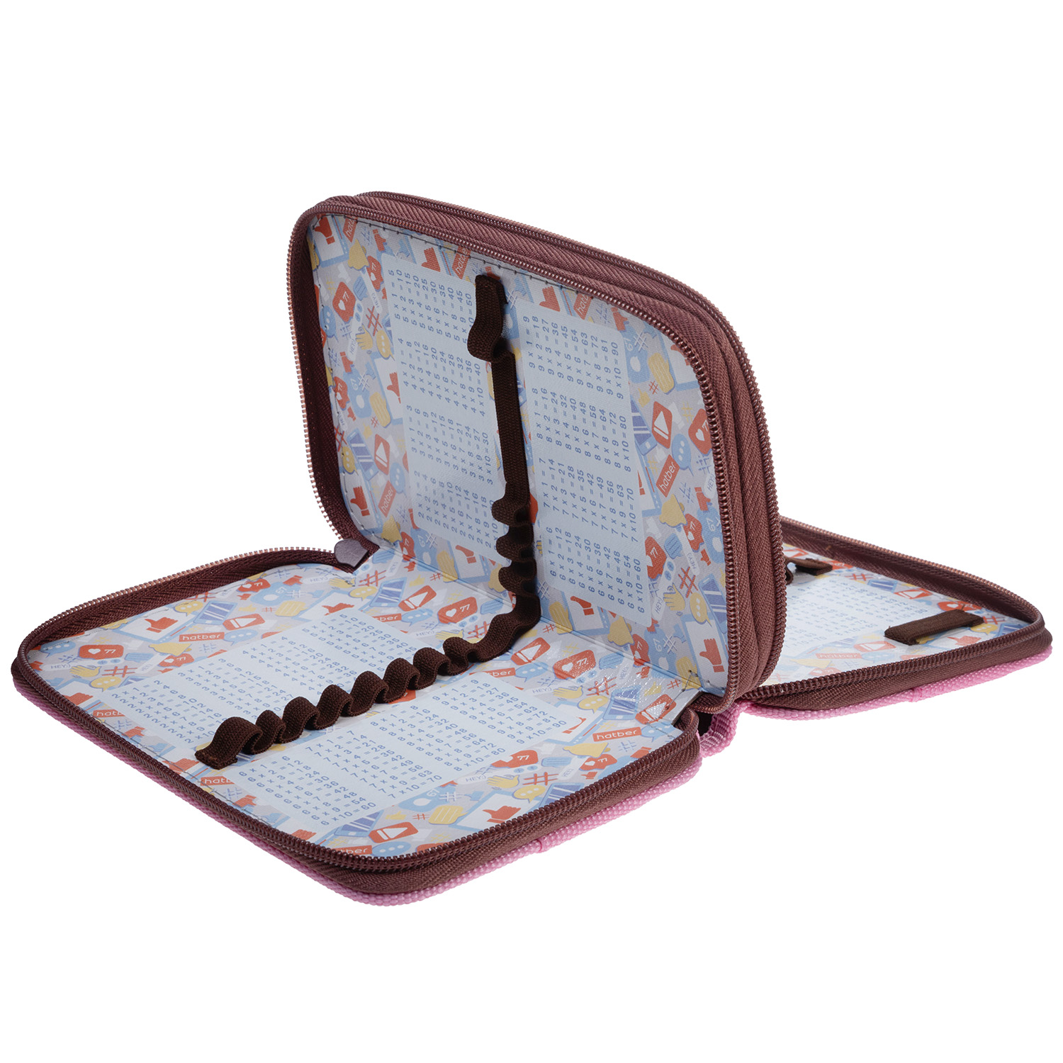 Пенал 190х110мм 2 отделения на молнии мат.ламин. 3D лак -Пушистый мишка- с табл.умножения в индив.упак. 