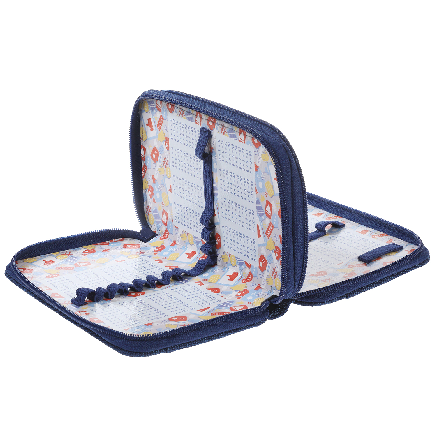 Пенал 190х110мм 2 отделения на молнии глянц.ламин.тиснение -Неоновый пит-стоп- с табл.умножения в индив.упак. 