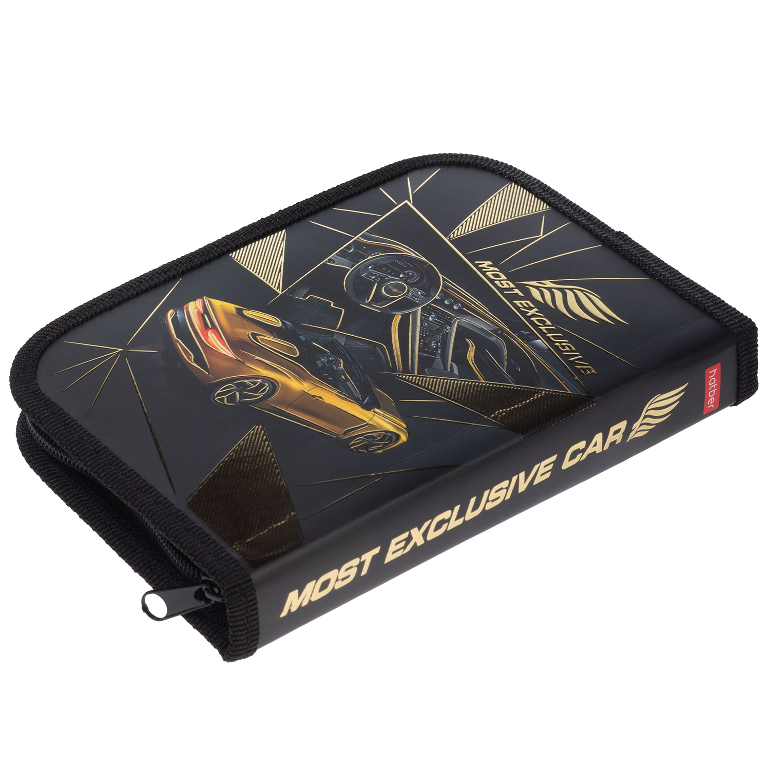 Пенал 190х130мм 1 отделение на молнии мат.ламин. 3D фольга -Эксклюзивные авто- с табл.умножения  в индив.упак.