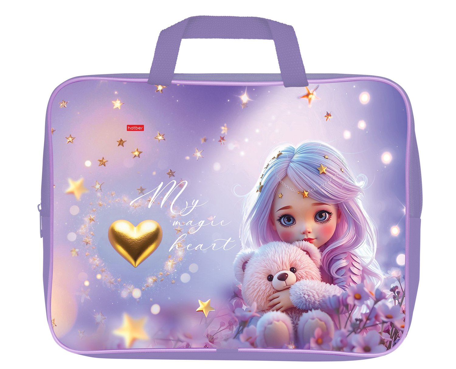 Сумка Текстильная с РУЧКАМИ А4ф 350х265х75мм для тетрадей  -Лилу- в индив.упак. 