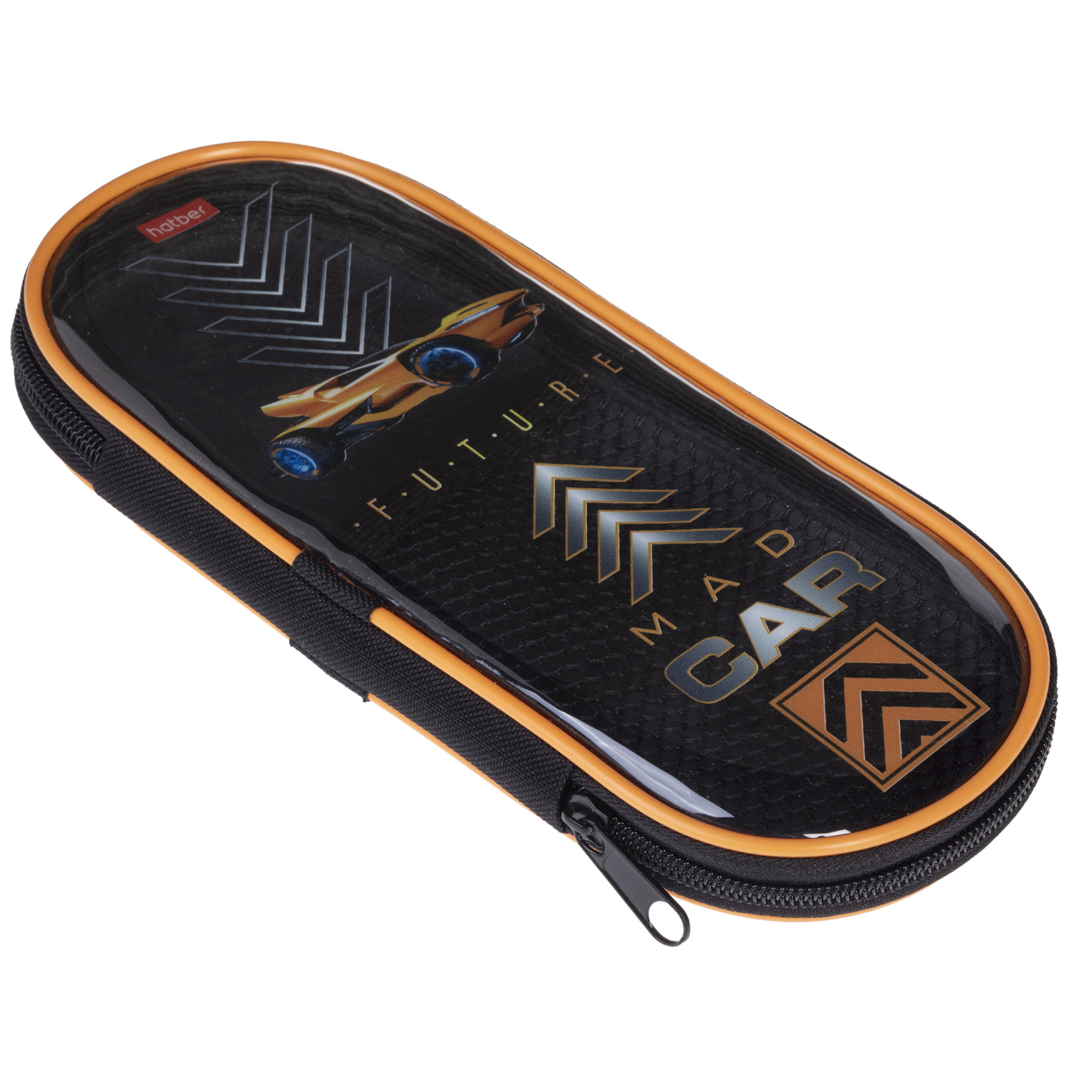 Пенал 220х90х25мм на молнии с карманом -MAD CAR-  в индив.упак.