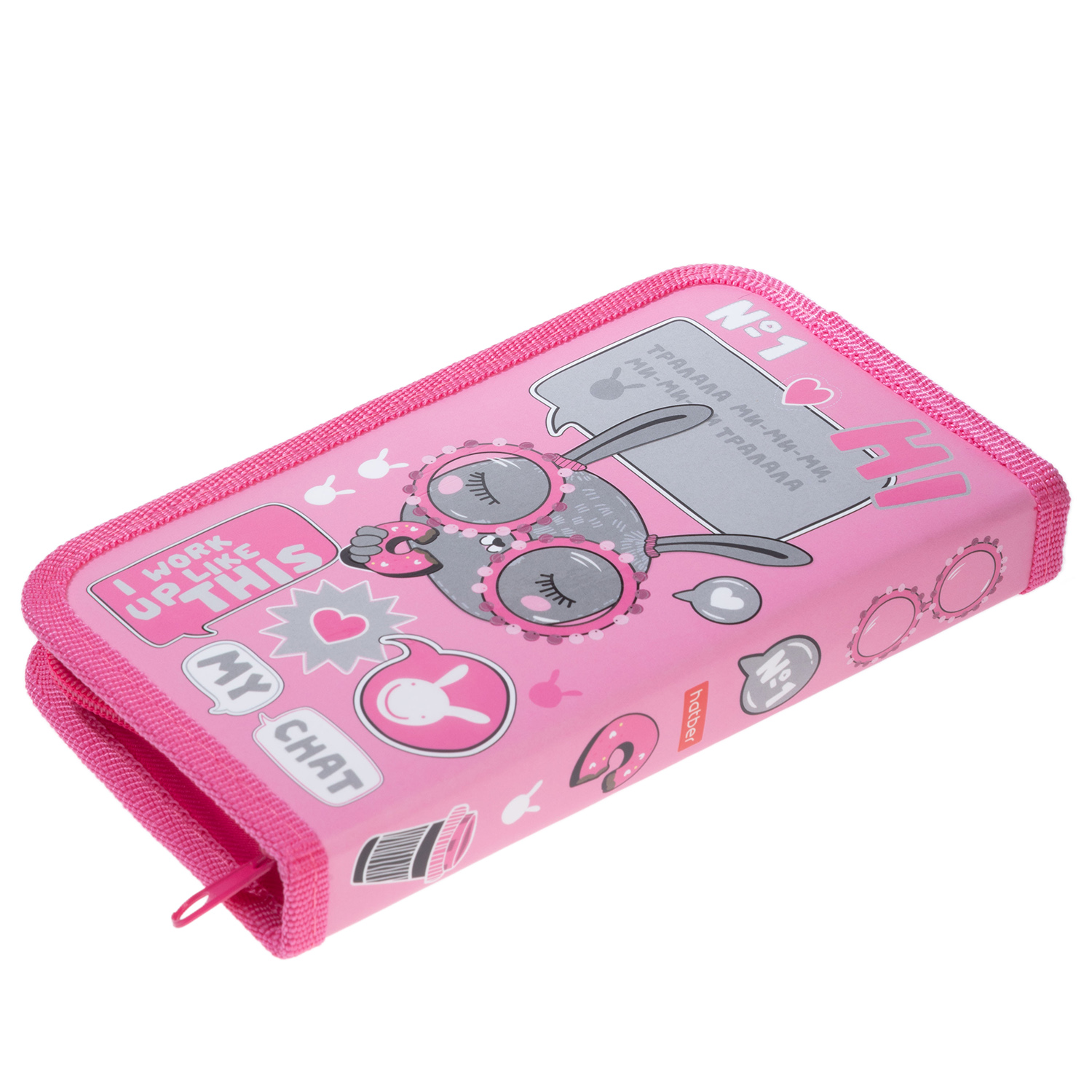 Пенал 190х115мм 1 отделение на молнии мат.ламин. 3D лак -В модном чате- с табл.умножения  в индив.упак.