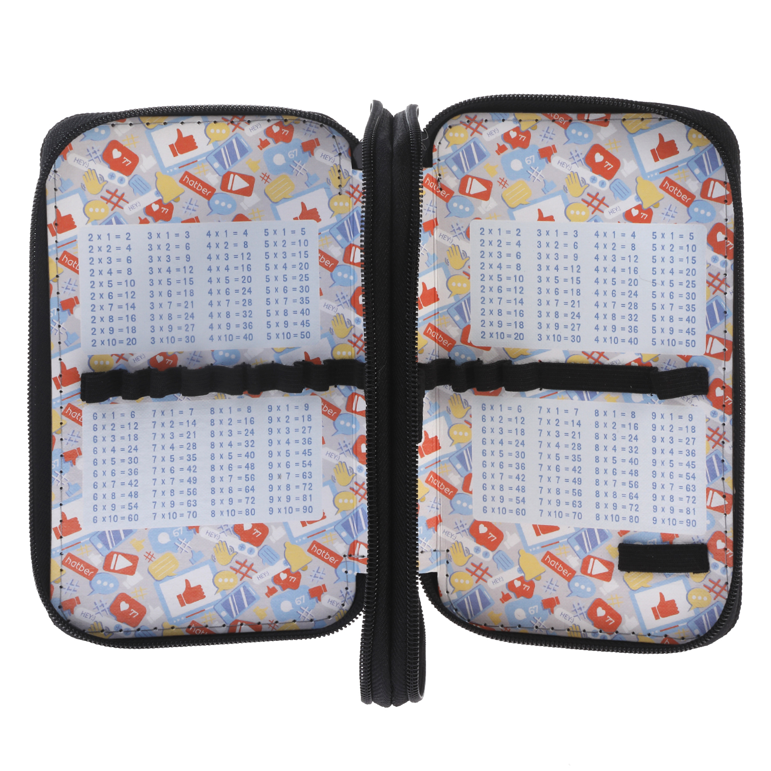 Пенал 190х110мм 2 отделения на молнии глянц.ламин.тиснение -Street graffiti- с табл.умножения в индив.упак. 