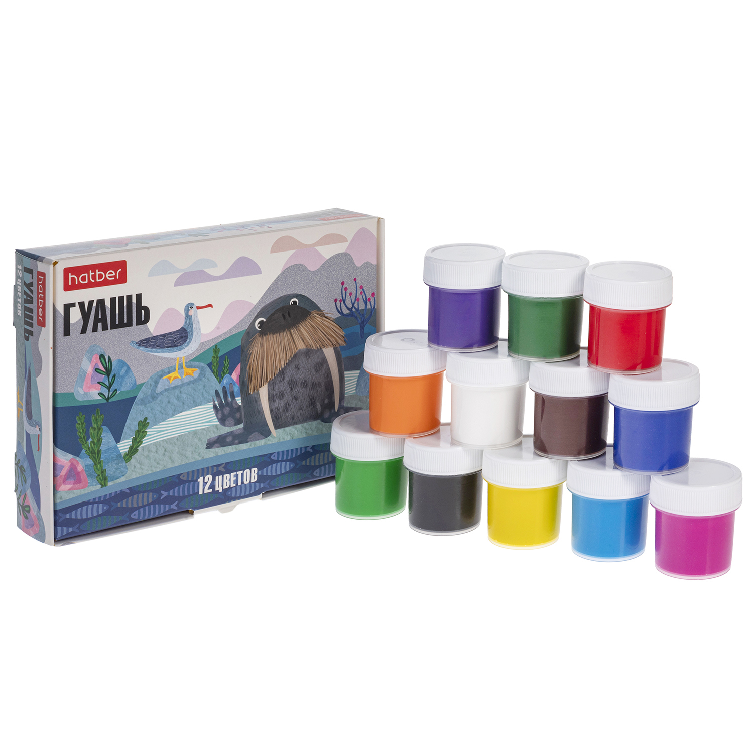 Краски Гуашь 20мл 12 цв. Hatber -COLORA-  в картонной коробке 