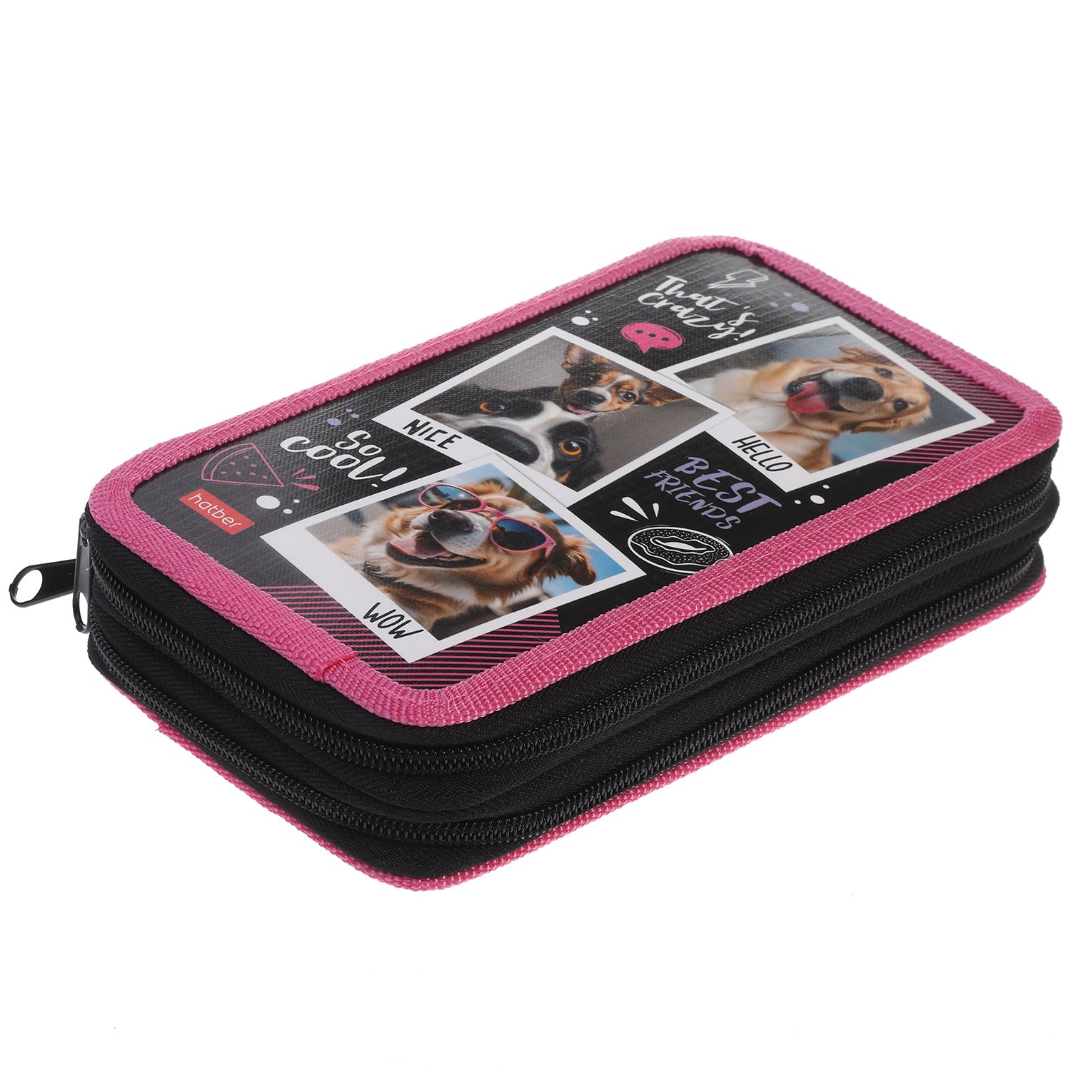 Пенал 190х110мм 2 отделения на молнии глянц.ламин.тиснение -Селфи- с табл.умножения в индив.упак. 