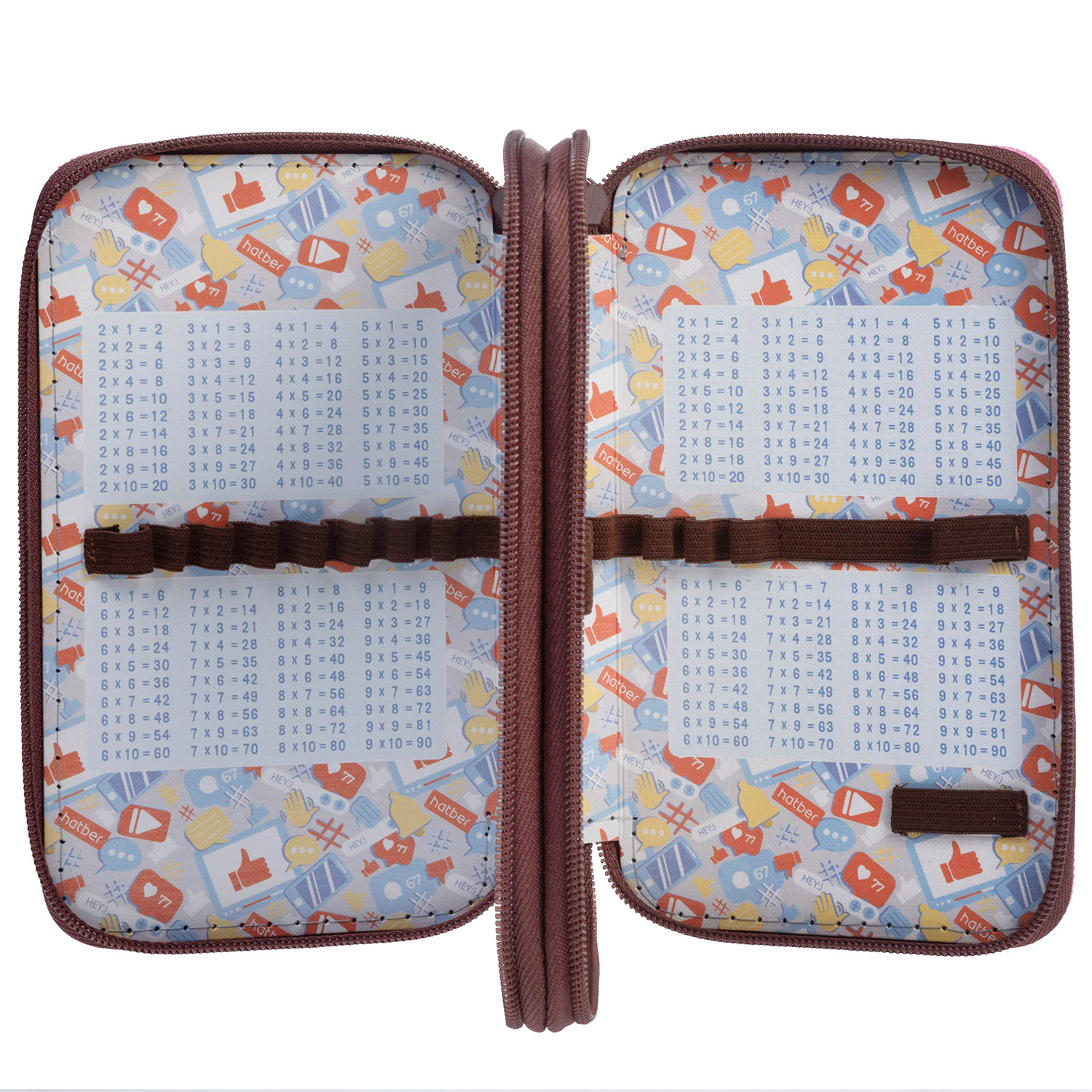 Пенал 190х110мм 2 отделения на молнии мат.ламин. 3D лак -Пушистый мишка- с табл.умножения в индив.упак. 