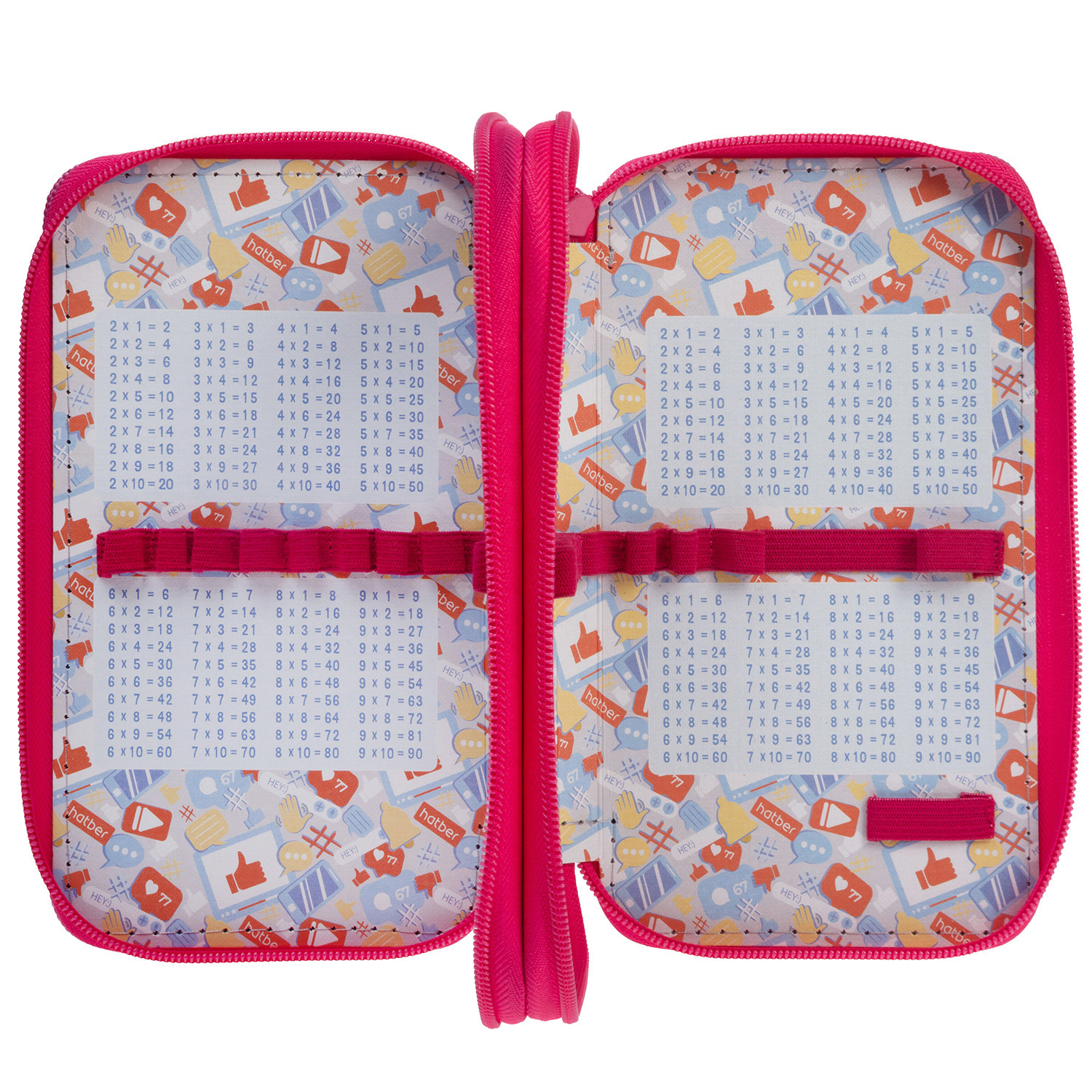 Пенал 190х110мм 2 отделения на молнии глянц.ламин.тиснение -Моя любимка- с табл.умножения в индив.упак. 