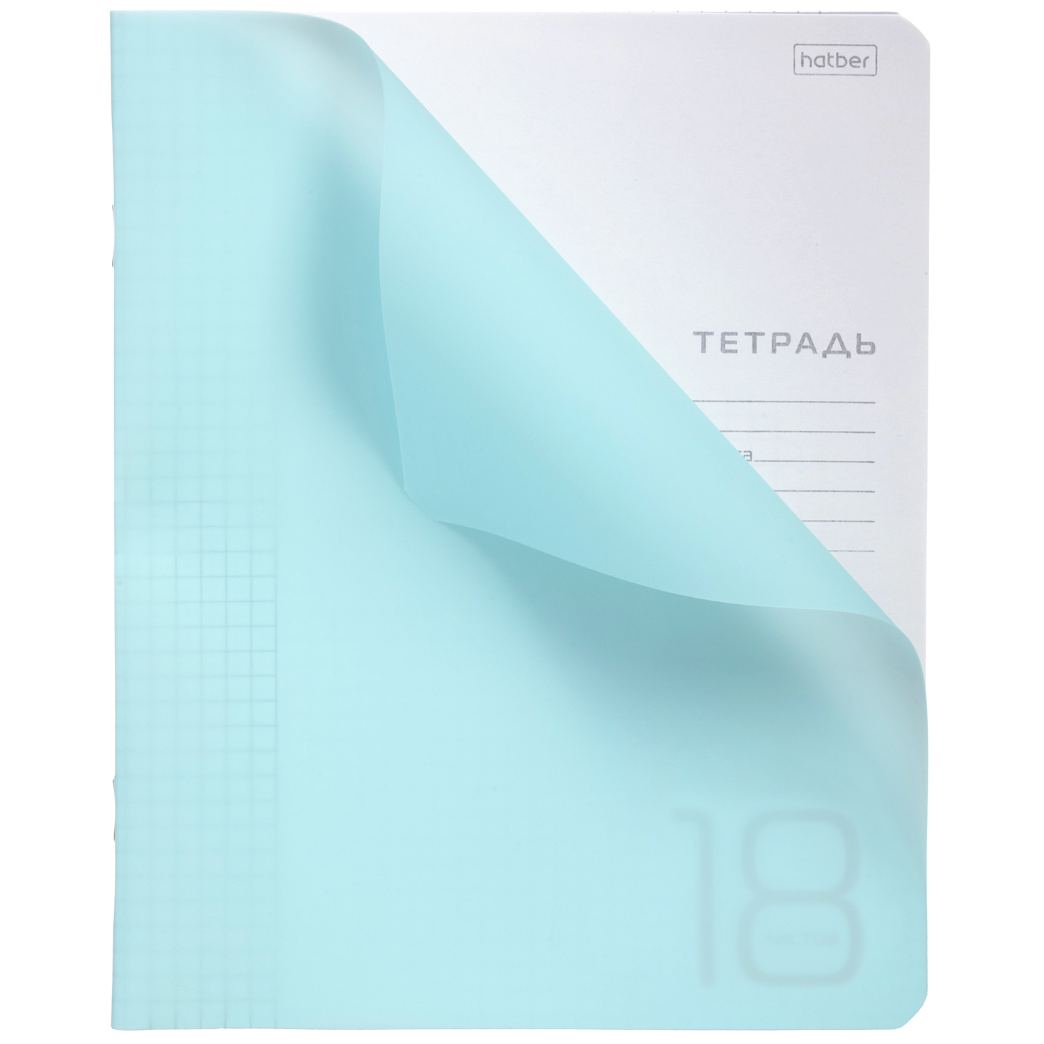Тетрадь 18л А5ф клетка 60-65г/кв.м Пластиковая обложка на скобе   Голубая 