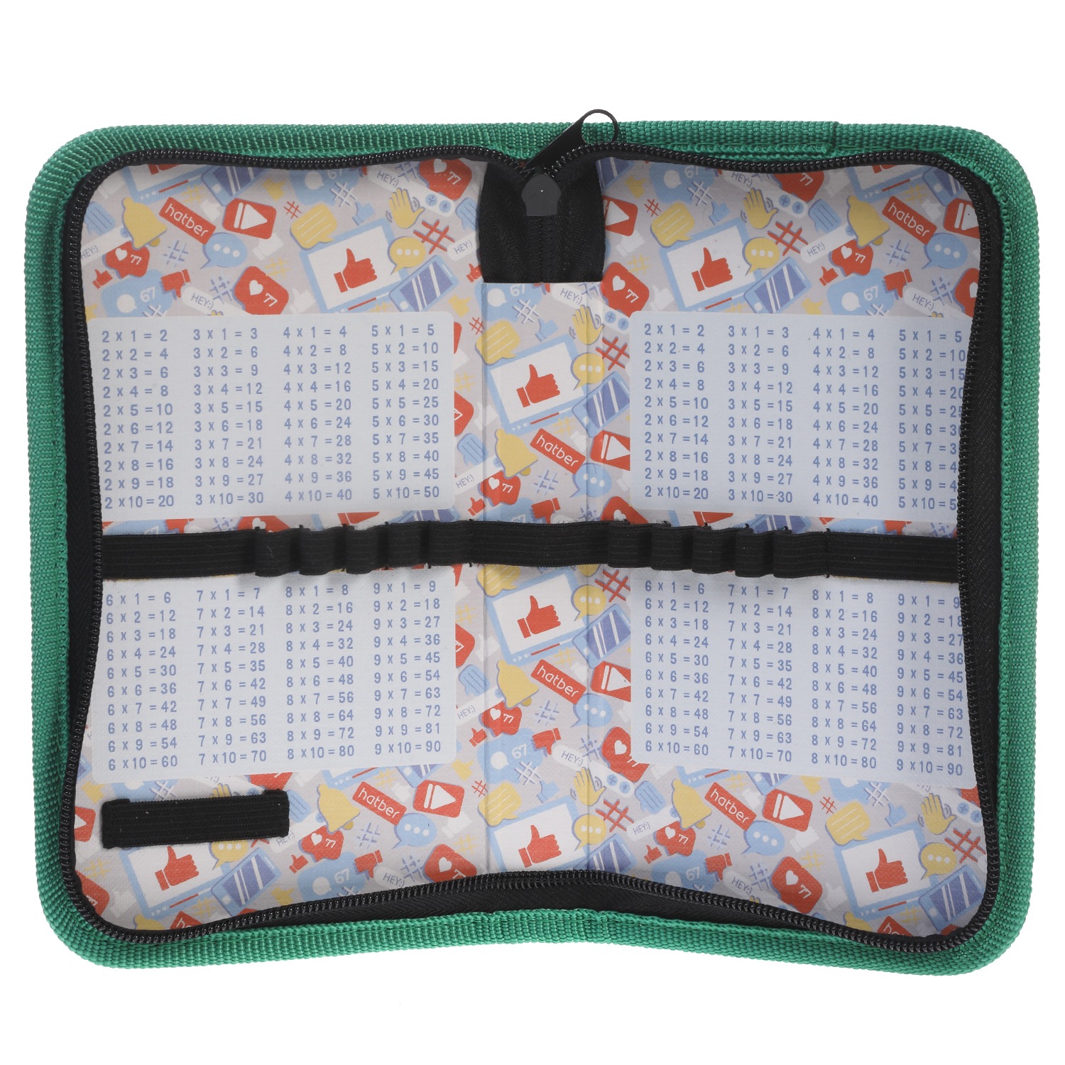 Пенал 190х115мм 1 отделение на молнии глянц.ламин.тиснение-Пиксель- с табл.умножения  в индив.упак.