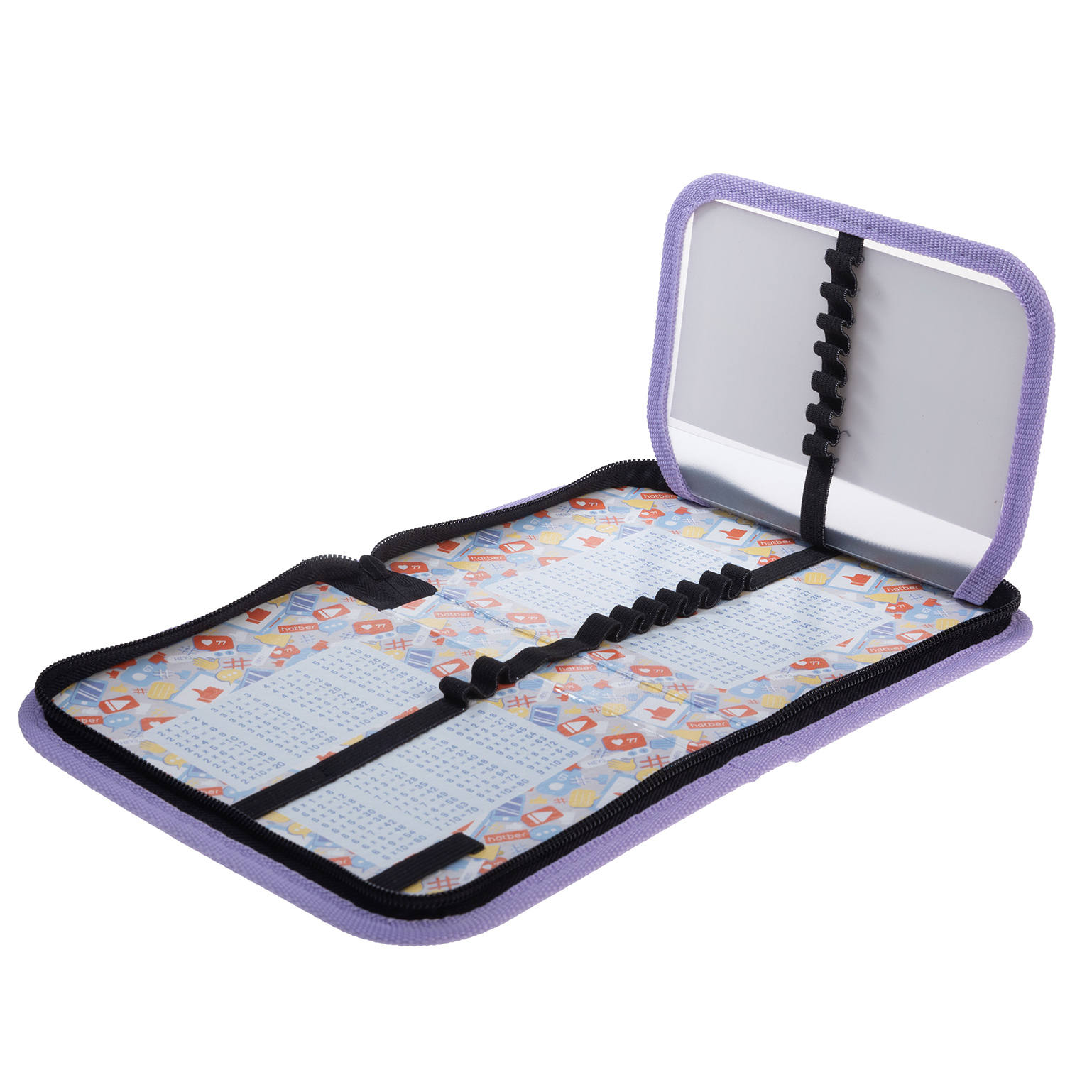 Пенал 190х130мм 1 отделение на молнии с откидной планкой мат.ламин. 3D фольга-Звездный котик- с табл.умножения  в индив.упак.