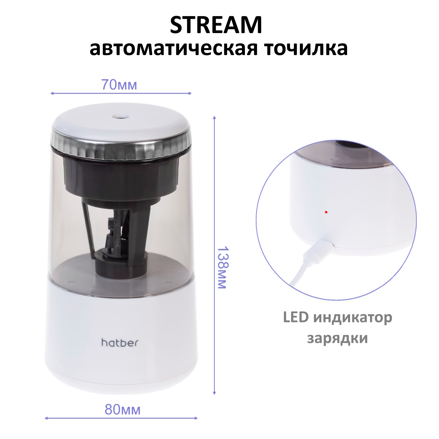 Точилка СТРИМ Электрическая Аккумуляторная с автоподачей в картонной коробке