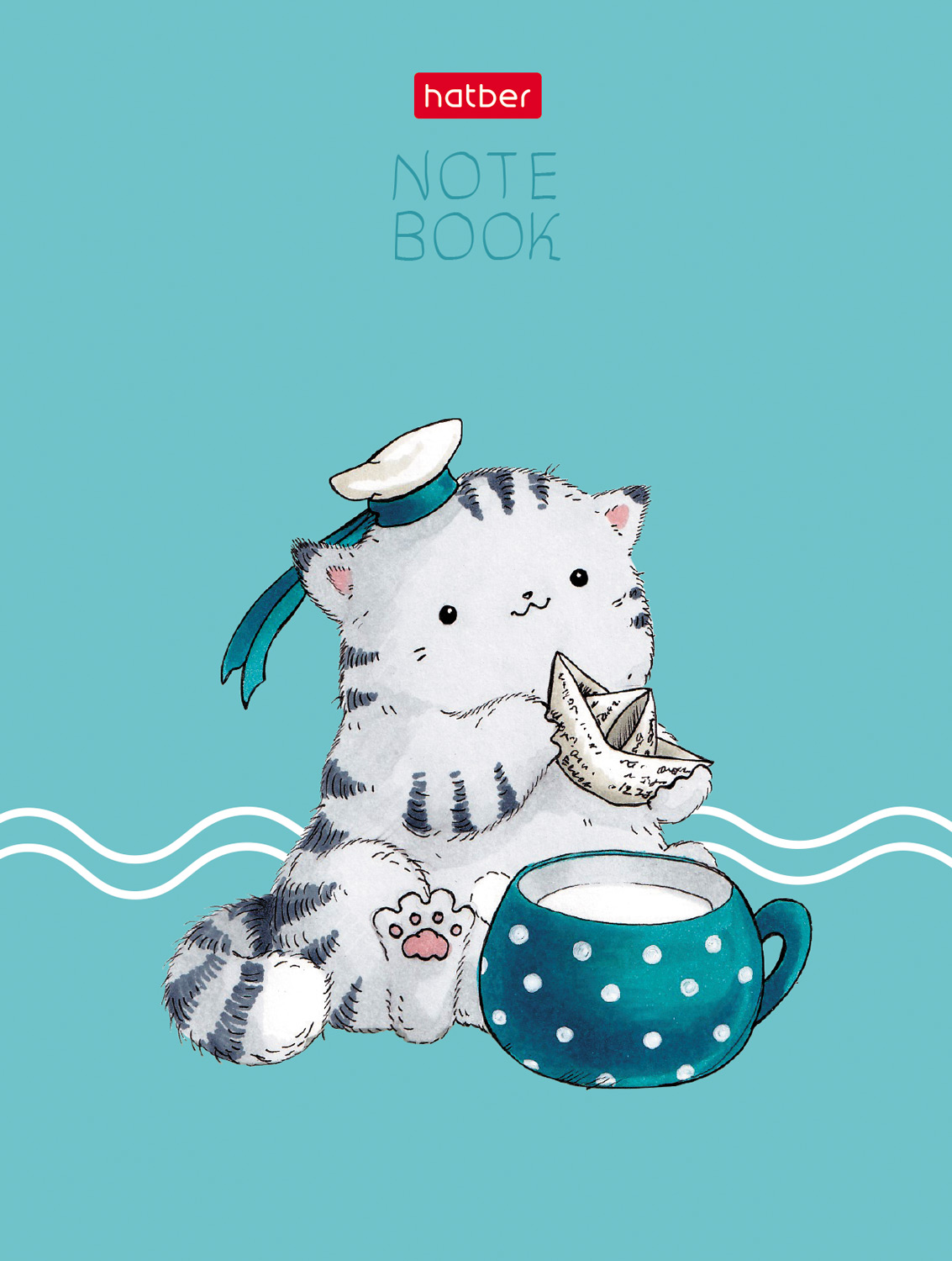 Записная книжка 24л А6ф 100х136мм 60-65г/кв.м клетка  на скобе Обл. мел.картон мат.ламин.  серия -Приключения кота Пирожка- 10 диз. в блоке