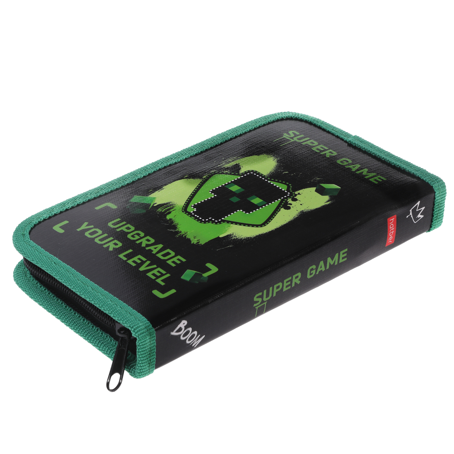 Пенал 190х115мм 1 отделение на молнии глянц.ламин.тиснение-Пиксель- с табл.умножения  в индив.упак.