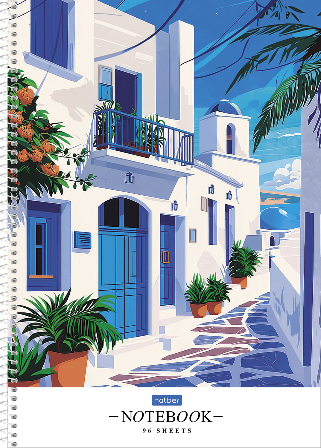 Тетрадь 96л А4ф клетка 60-65г/кв.м перфорация на отрыв на спирали тиснение 2 диз. в блоке серия -Солнечные кварталы- 