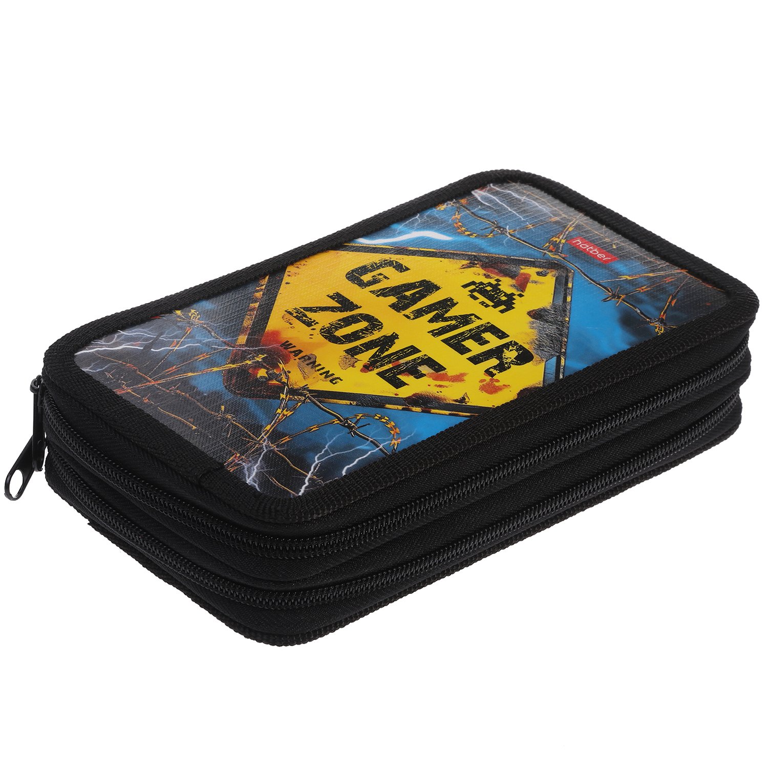 Пенал 190х110мм 2 отделения на молнии глянц.ламин.тиснение -Gamer zone- с табл.умножения в индив.упак. 