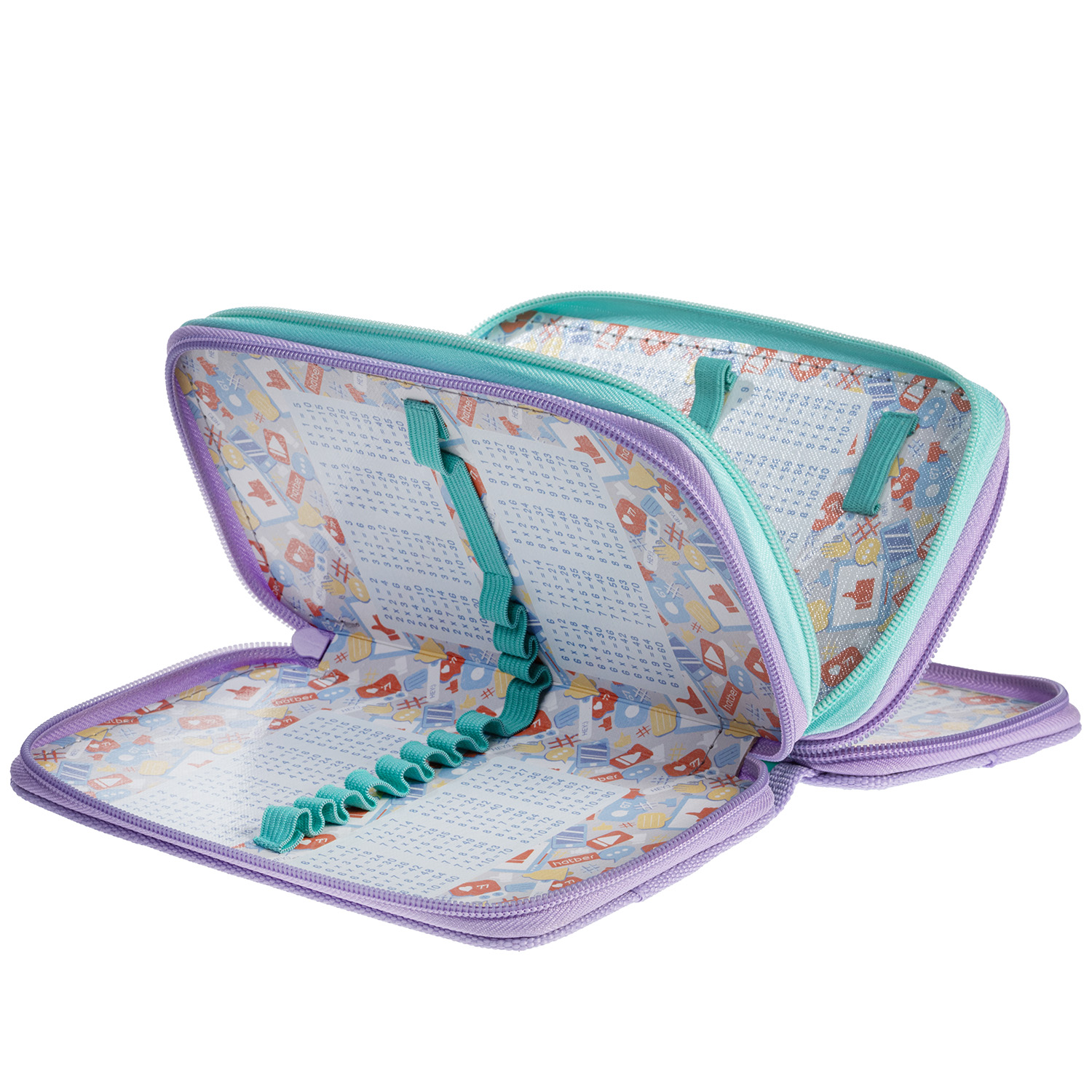 Пенал 190х110мм 3 отделения на молнии глянц. ламин. -Озорной хвостик- с табл.умножения  в индив.упак.