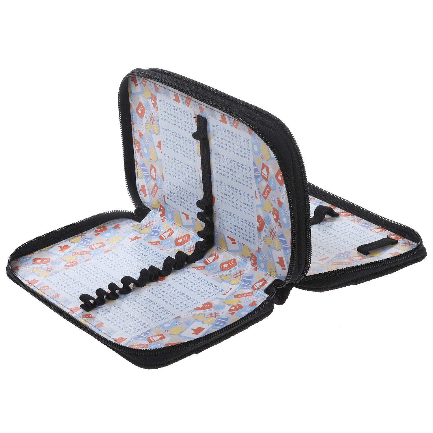 Пенал 190х110мм 2 отделения на молнии глянц.ламин.тиснение -Street graffiti- с табл.умножения в индив.упак. 