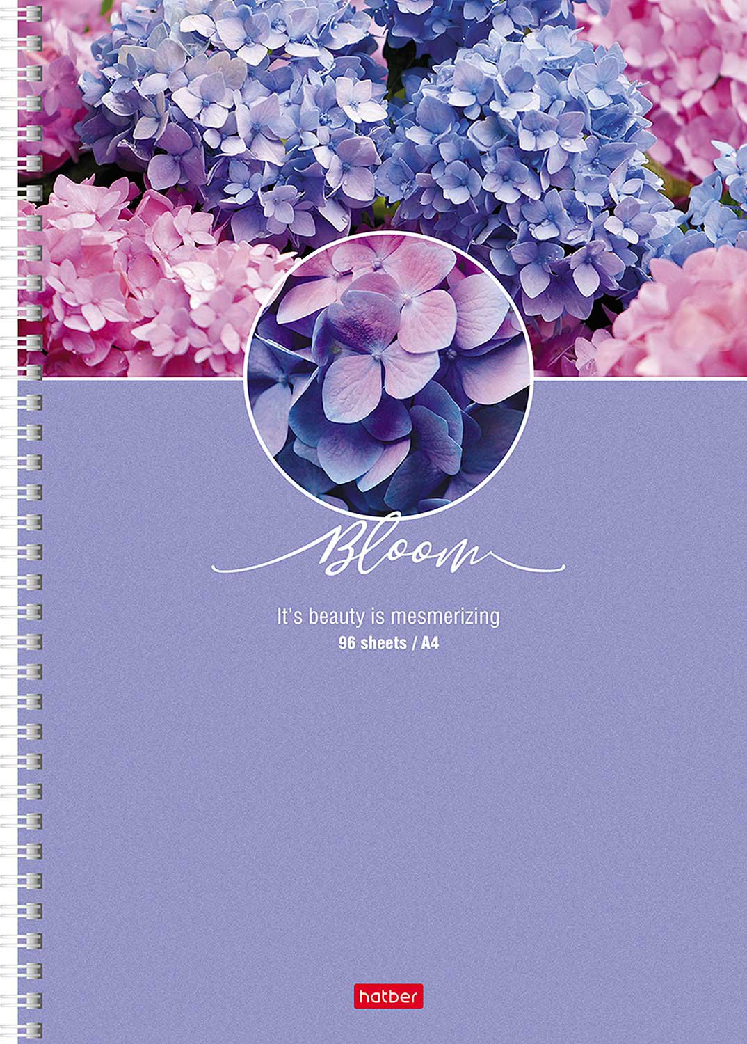 Тетрадь 96л А4ф клетка 60-65г/кв.м Многоуров.перфорация на гребне 4 диз.в блоке серия  -Красота цветения- 
