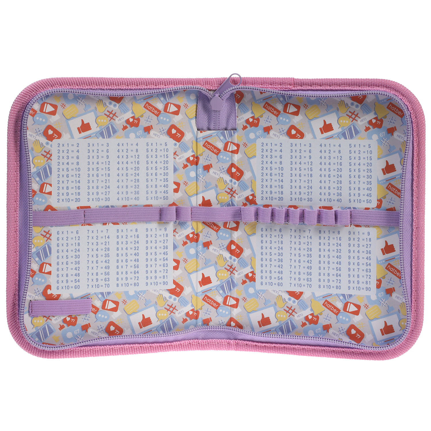 Пенал 190х130мм 1 отделение на молнии глянц.ламин.тиснение -Мой котик- с табл.умножения в индив.упак. 