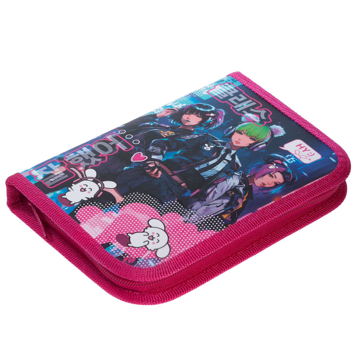 Пенал 190х130мм 1 отделение на молнии мат.ламин. 3D лак -K-POP- с табл.умножения  в индив.упак.