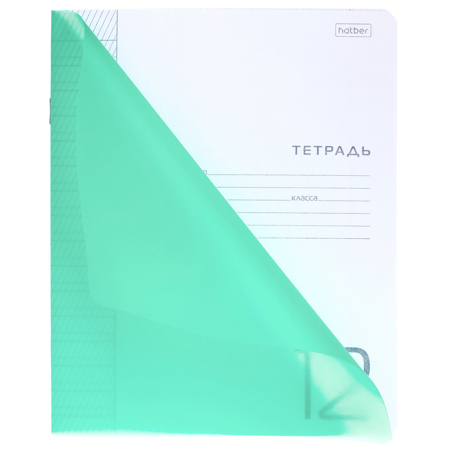 Тетрадь 12л А5ф в Частую КОСУЮ линию 60-65г/кв.м Пластиковая обложка на скобе   Зеленая 