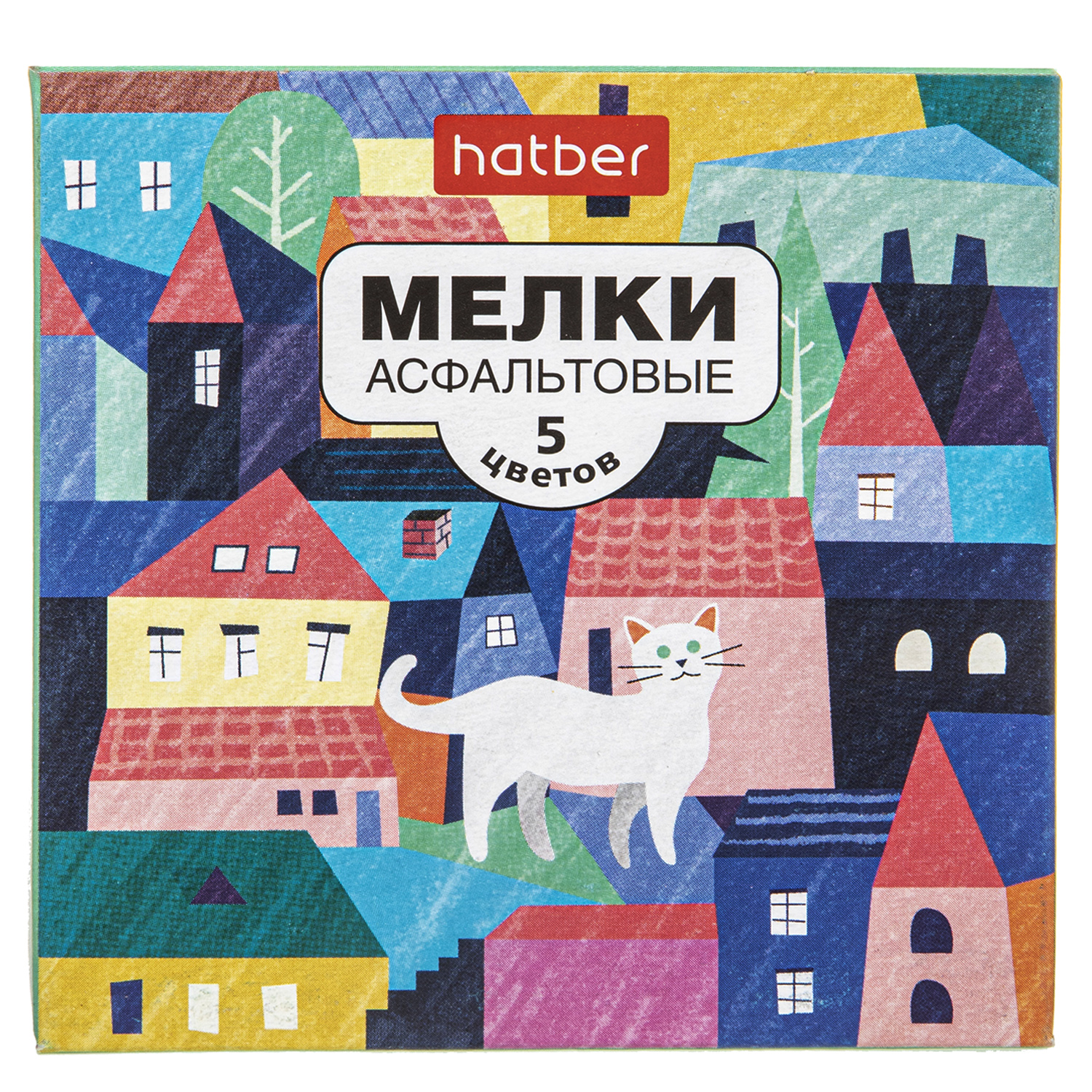 Мелки асфальтовые -Городок- 5 цв. в картонной коробке