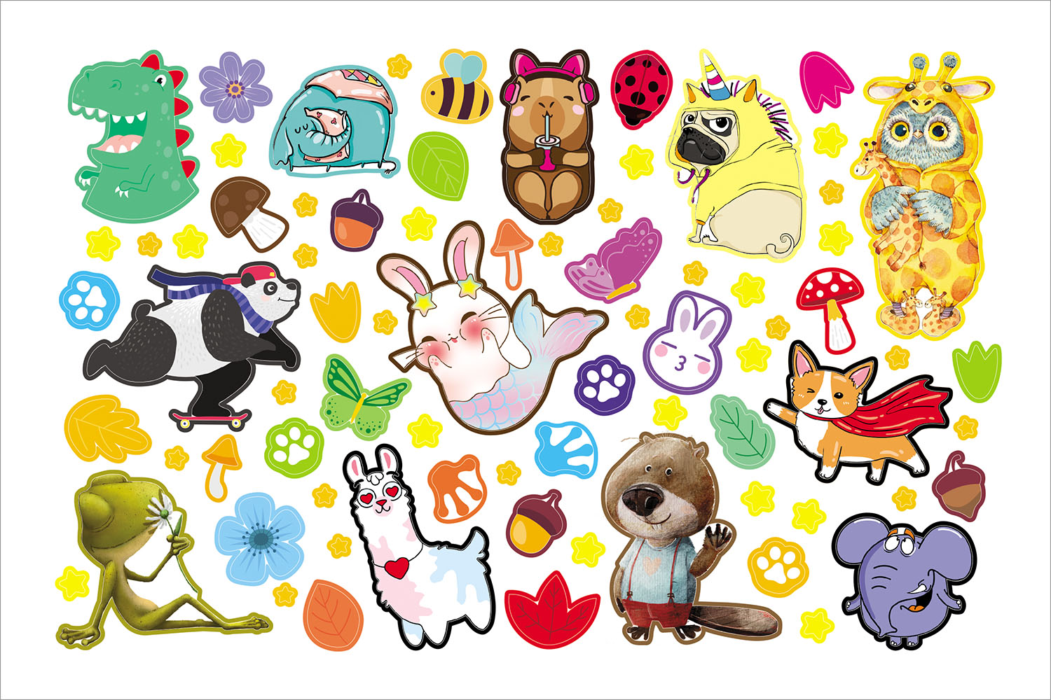 АЛЬБОМ НАКЛЕЕК 8л А5ф на скобе 600 наклеек-Милые и забавные- 