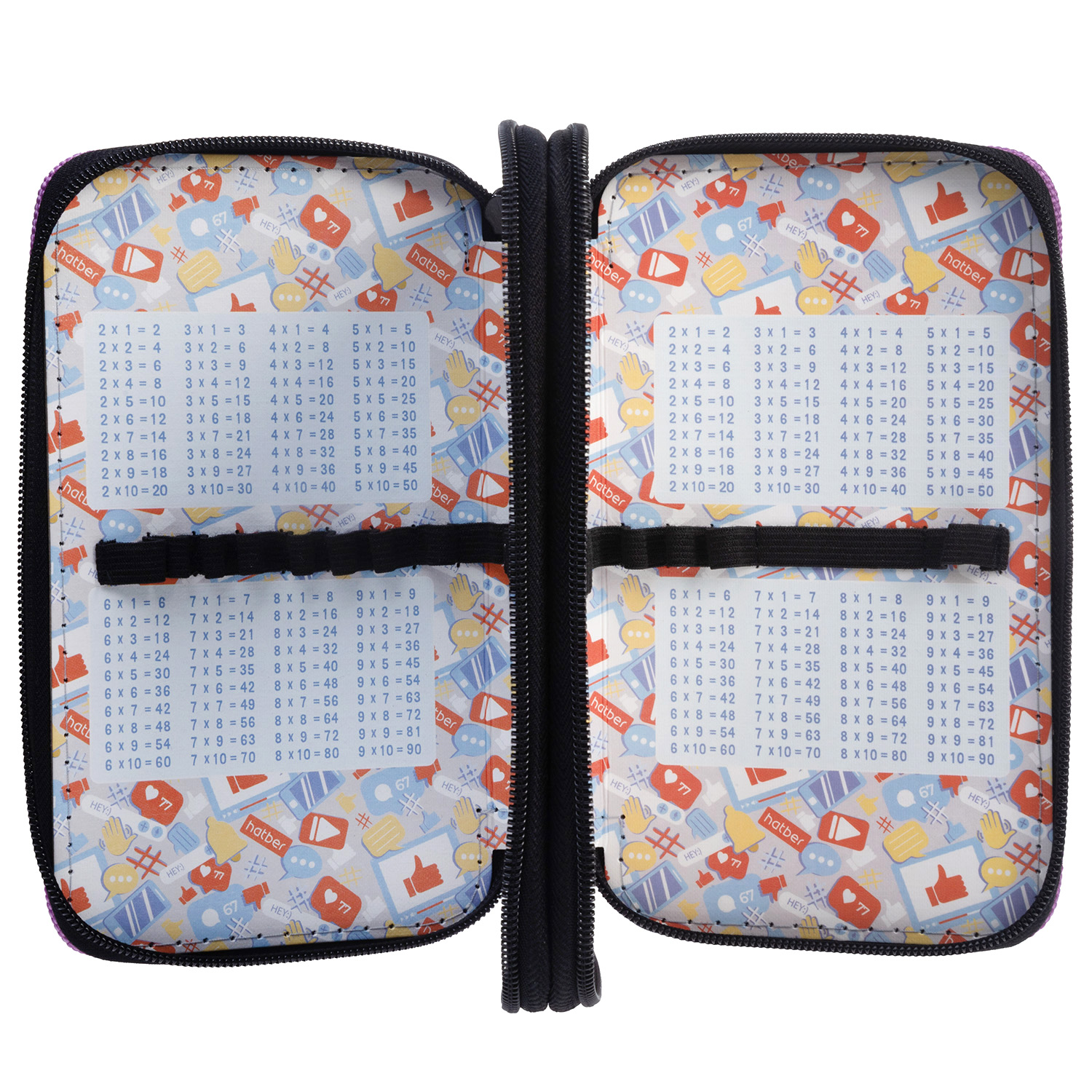 Пенал 190х110мм 2 отделения на молнии мат.ламин. 3D лак- Всё лень- с табл.умножения в индив.упак. 