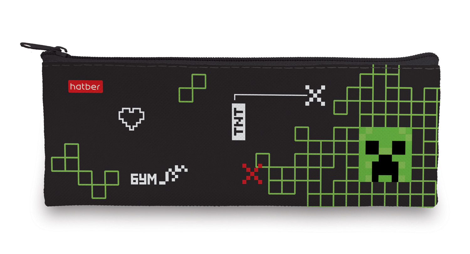 Пенал 195х75 мм на молнии мягкий -Pixel Boom- в индив.упак. 