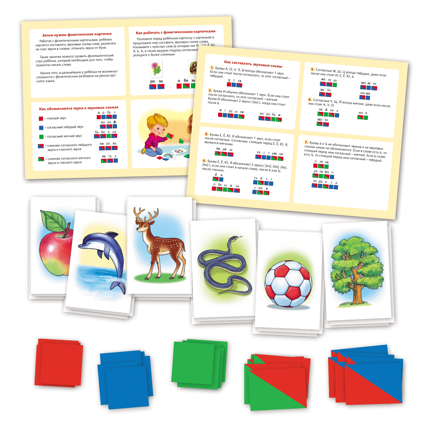Наглядные пособия для детей 50 карточек -Фонетический разбор слова- в  коробке. Артикул НП_28370